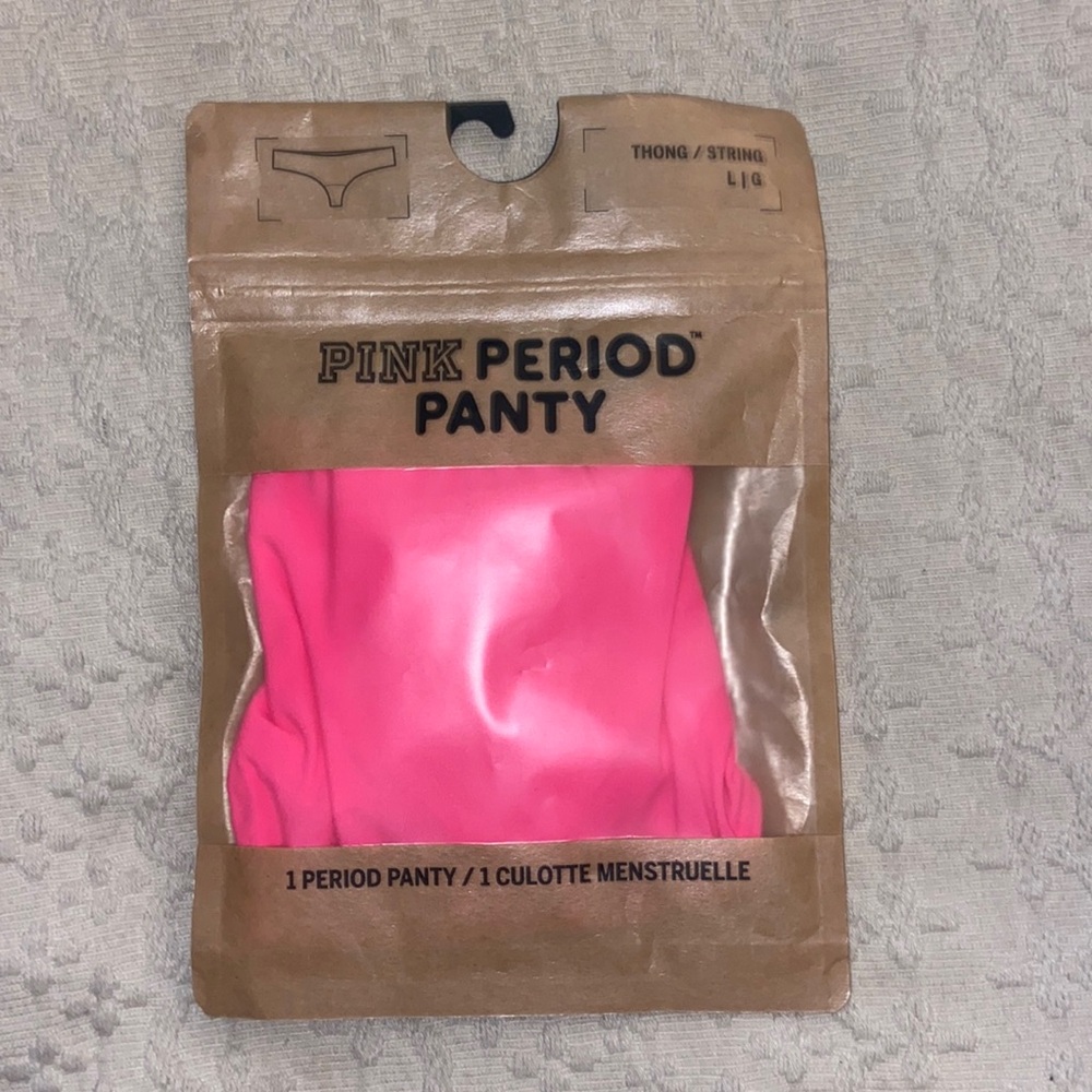 NWTS PINK VICTORIAS SECRET PERIOD PANTY THONG STYLE STRECHY HOT PINK